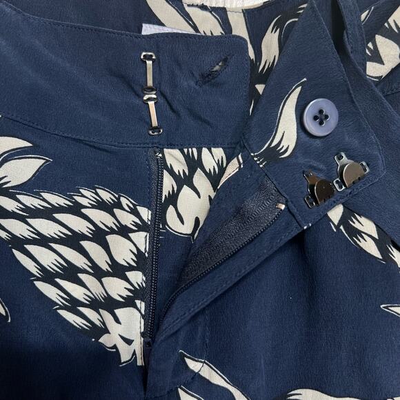 Rails Gigi Shorts Women S Navy Silk Pineapple Print Self Tie Belt Pockets Casual - Picture 5 of 10